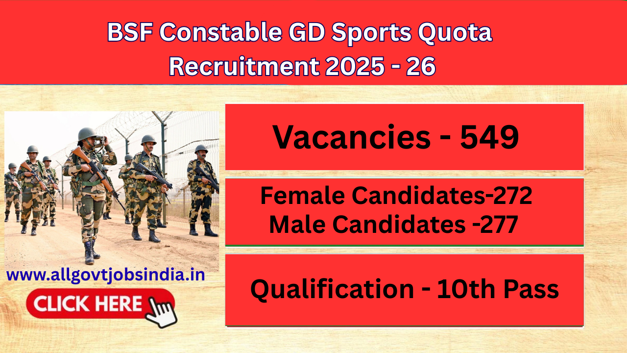 BSF Constable GD Sports Quota 2025-26