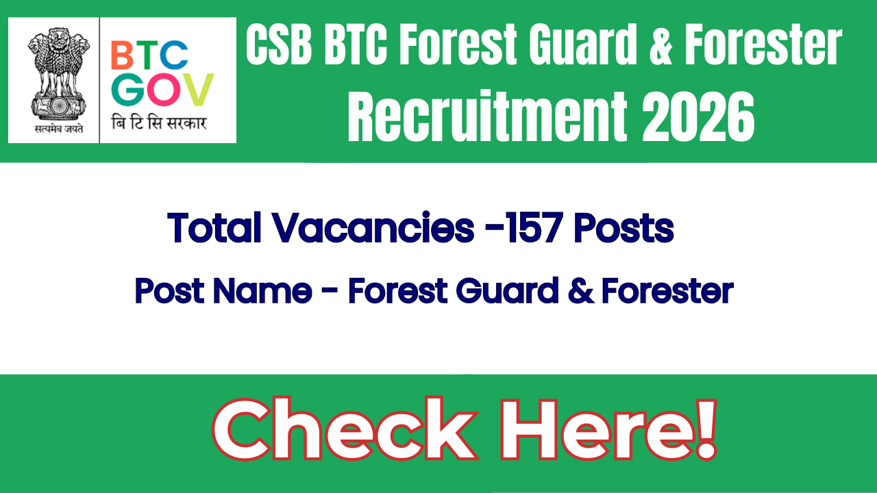 CSB BTC Forest Guard & Forester Recruitment 2026