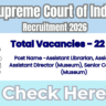 Supreme Court of India Recruitment 2026 – 22 Vacancies Notification Out