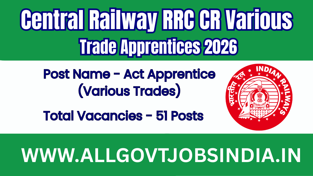 Central Railway Apprentice Recruitment 2026 Apply Online for 51 Posts
