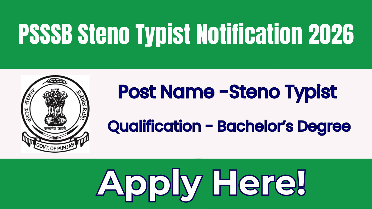 PSSSB Steno Typist Recruitment 2026 Notification