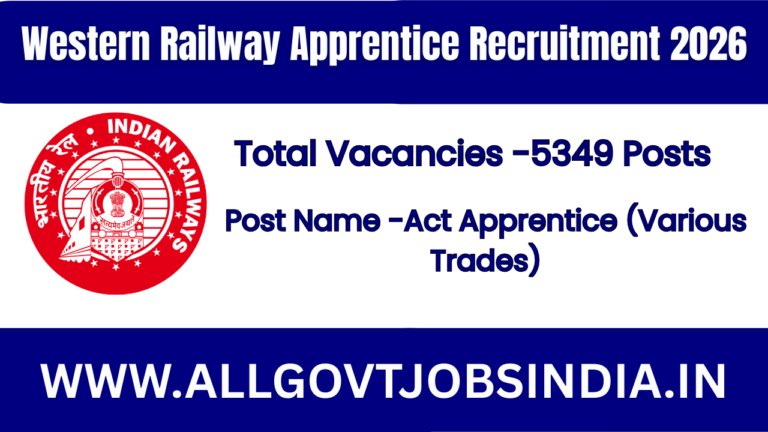 Western Railway Apprentice Recruitment 2026 – 5349 Posts