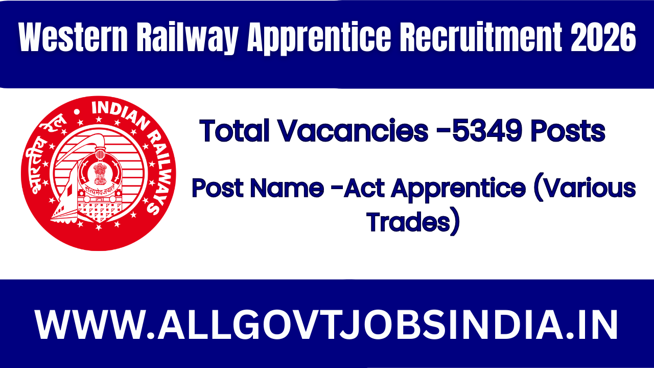 Western Railway Apprentice Recruitment 2026 - Online Form for 5349 Posts
