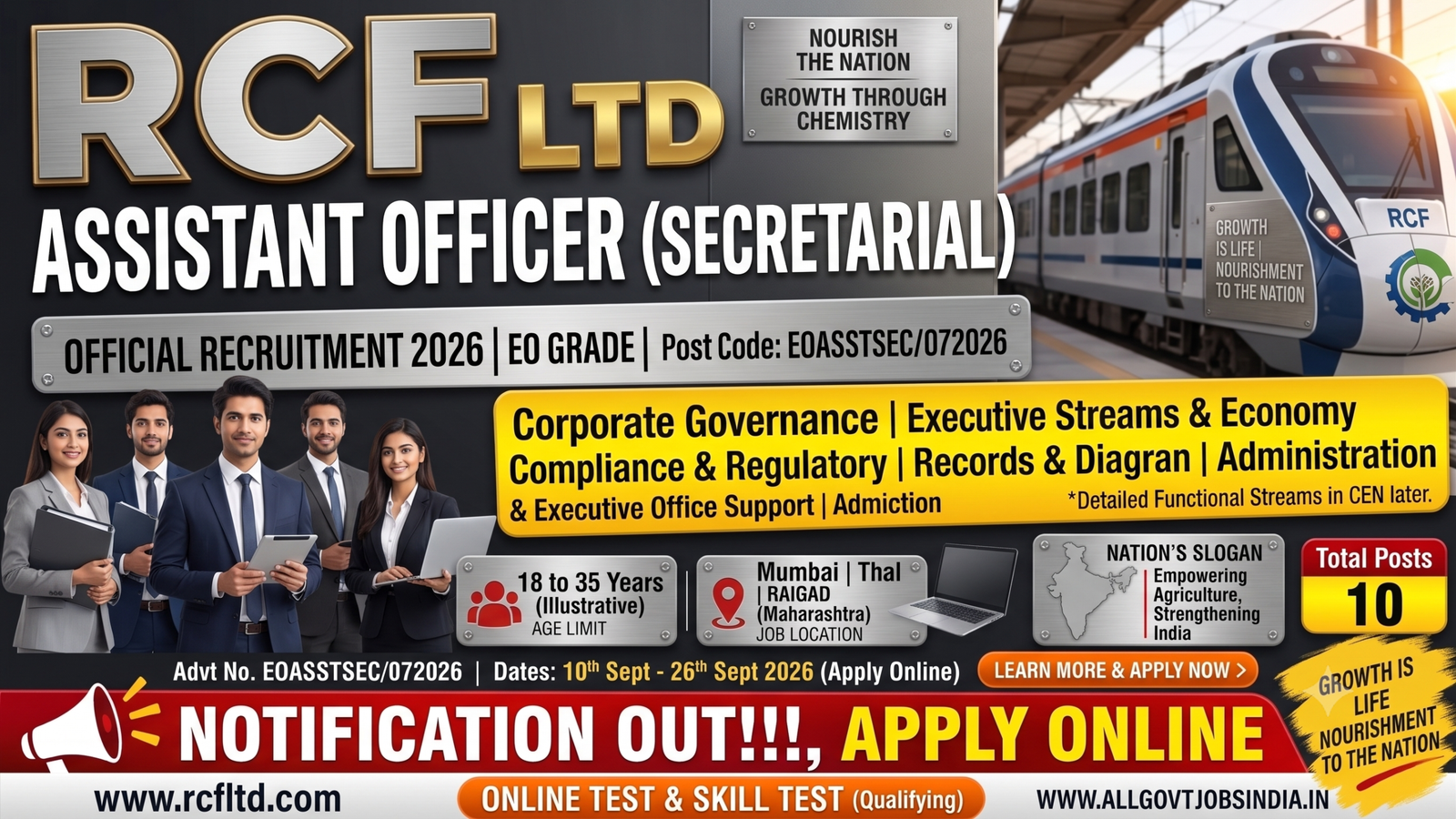 RCF Assistant Officer Recruitment 2026 – 10 Posts