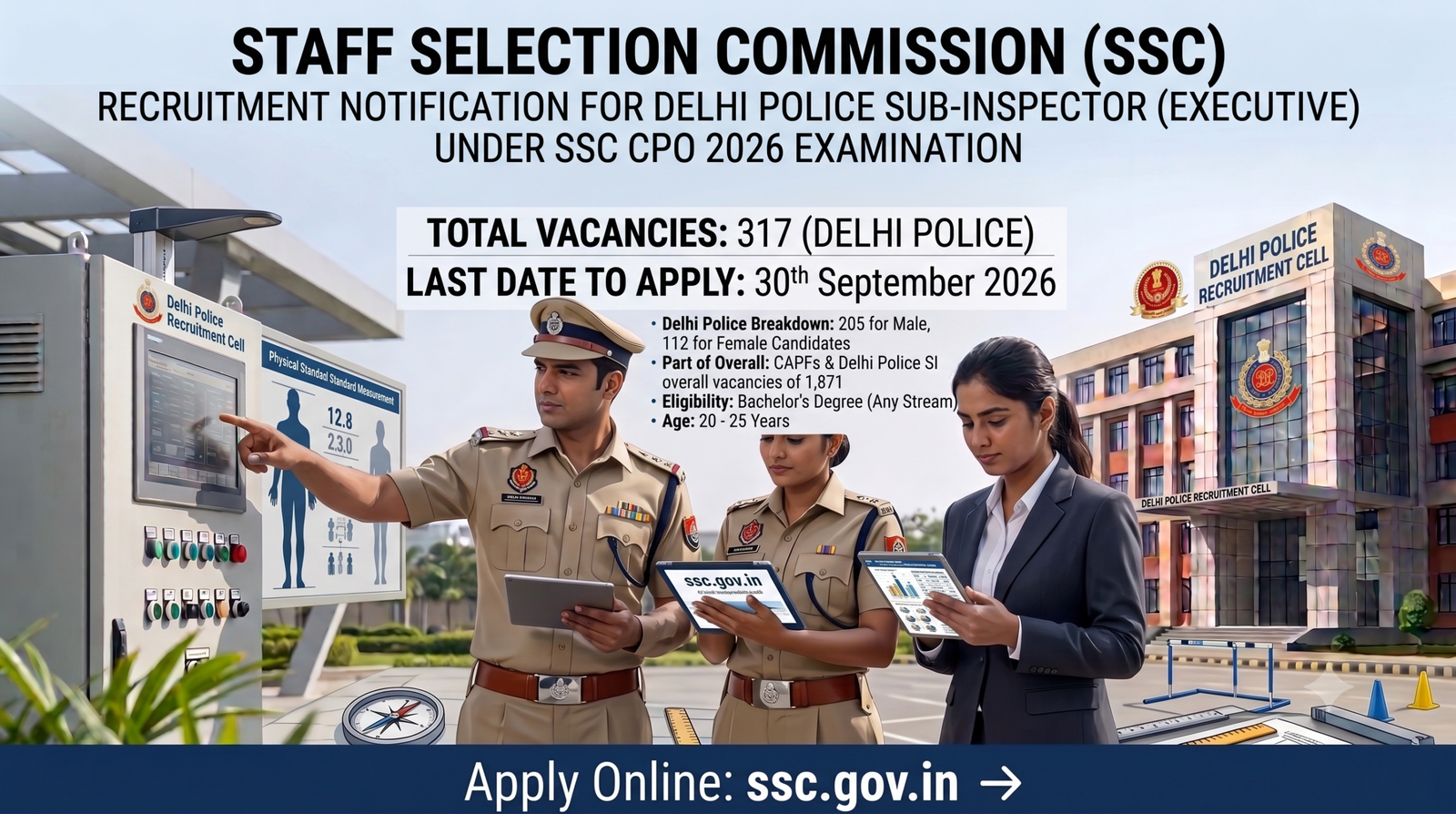 SSC CPO Delhi Police SI Recruitment 2026 – 317 Posts