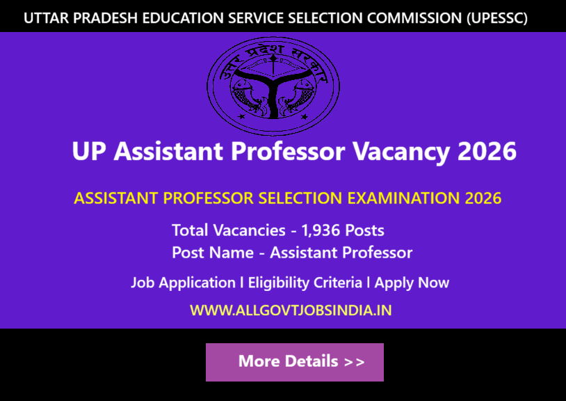 UPESSC Assistant Professor Recruitment 2026 – 1936 Posts